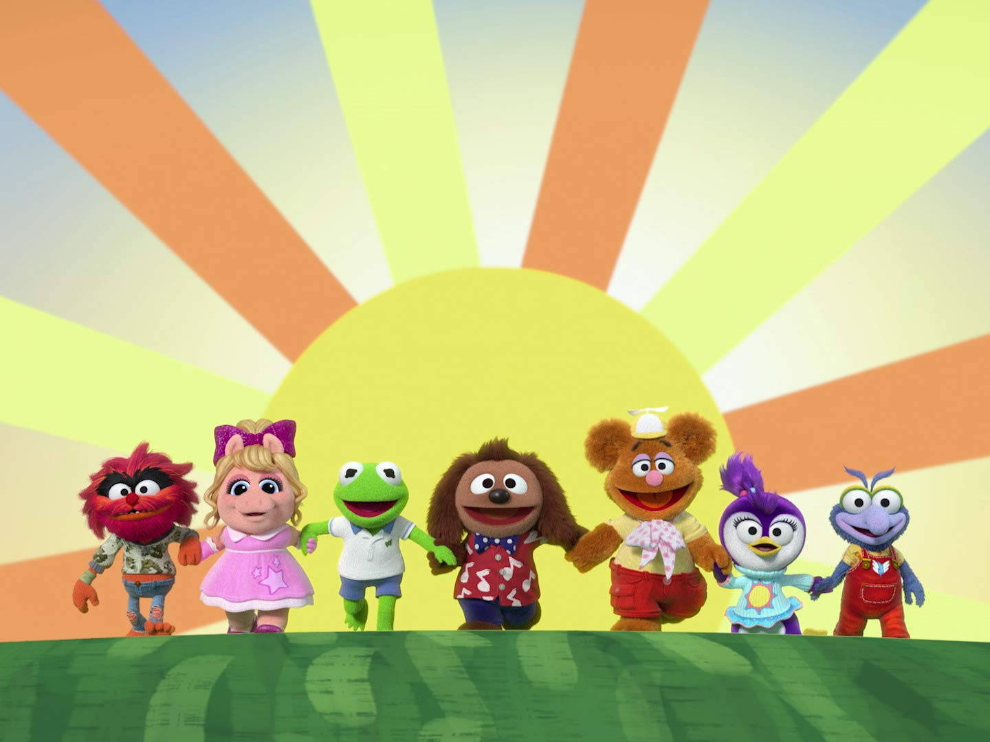 Muppet Babies, Sun, green hill, HD Desktop Wallpaper