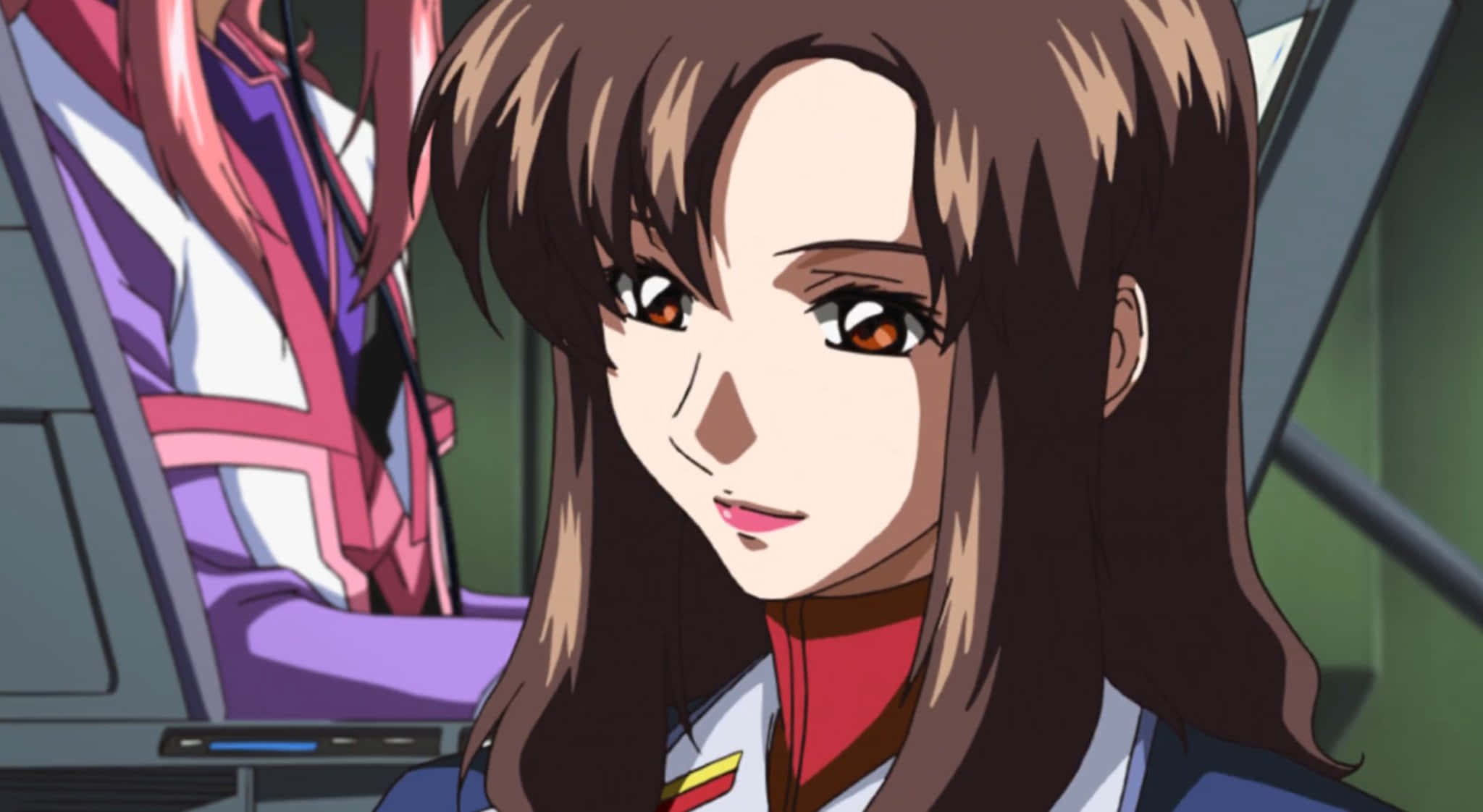 Murrue Ramius, anime portrait, brown hair, Full HD Desktop Wallpaper