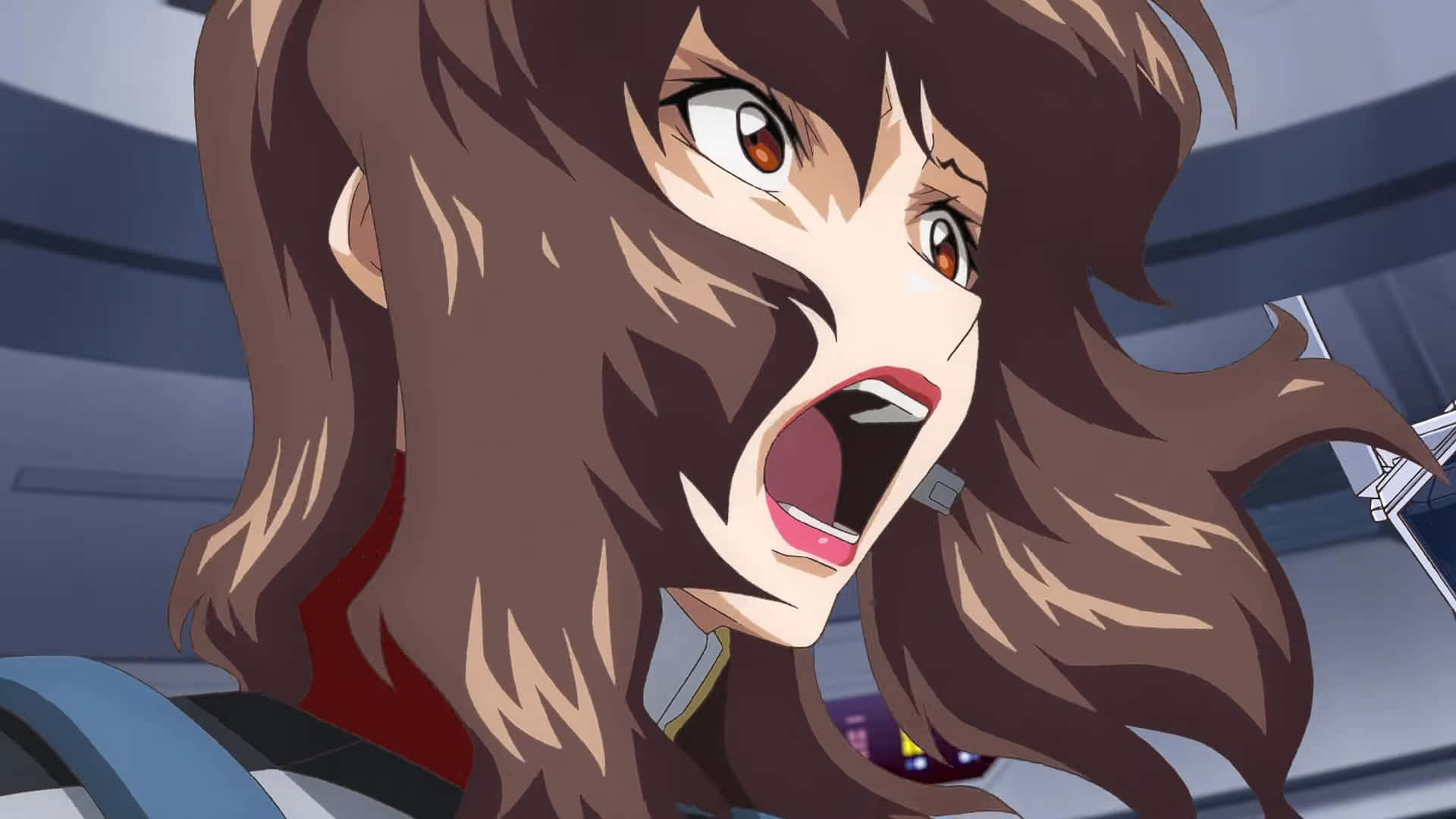 Murrue Ramius, anime commander, futuristic cockpit, Full HD Desktop Wallpaper