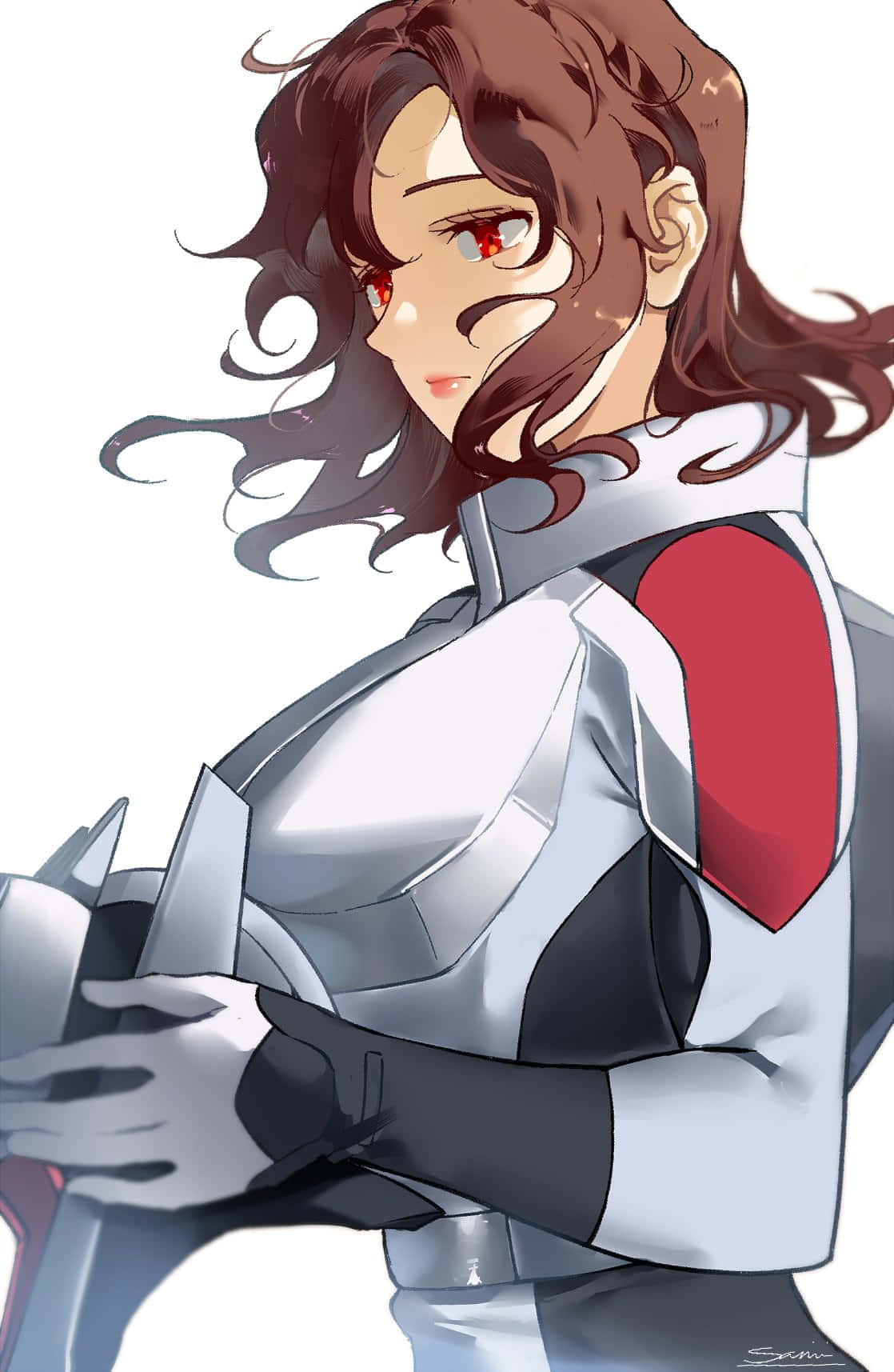 Murrue Ramius, anime portrait, brown hair, HD Phone Wallpaper