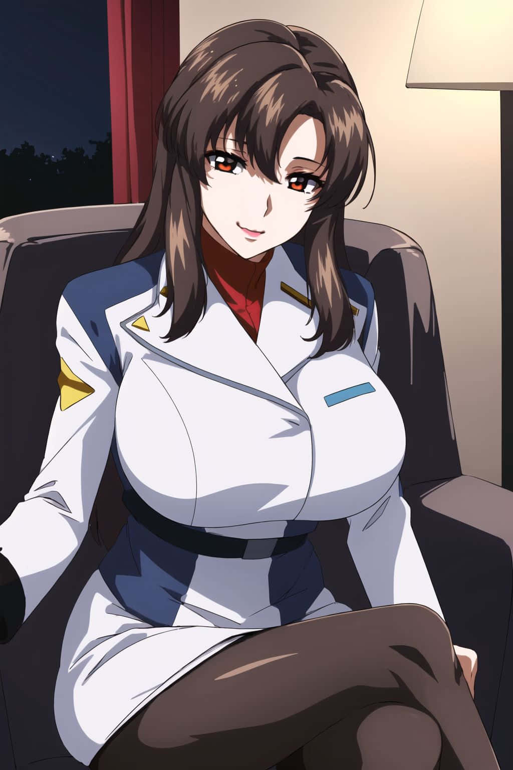 Murrue Ramius, anime portrait, brown hair, HD Phone Wallpaper