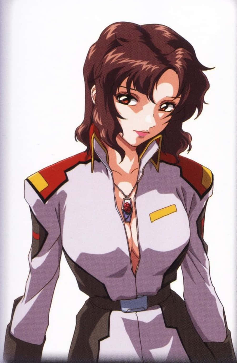 Murrue Ramius, brown hair, gray military uniform, HD Phone Wallpaper