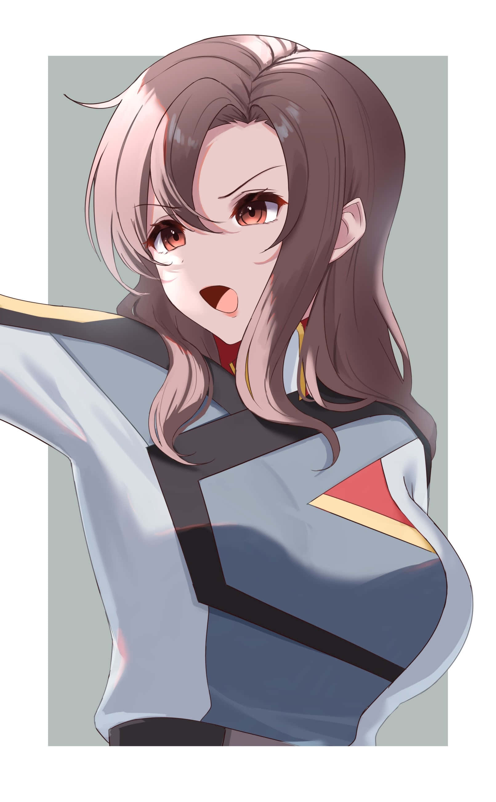Murrue Ramius, brown hair, red eyes, 2K Phone Wallpaper