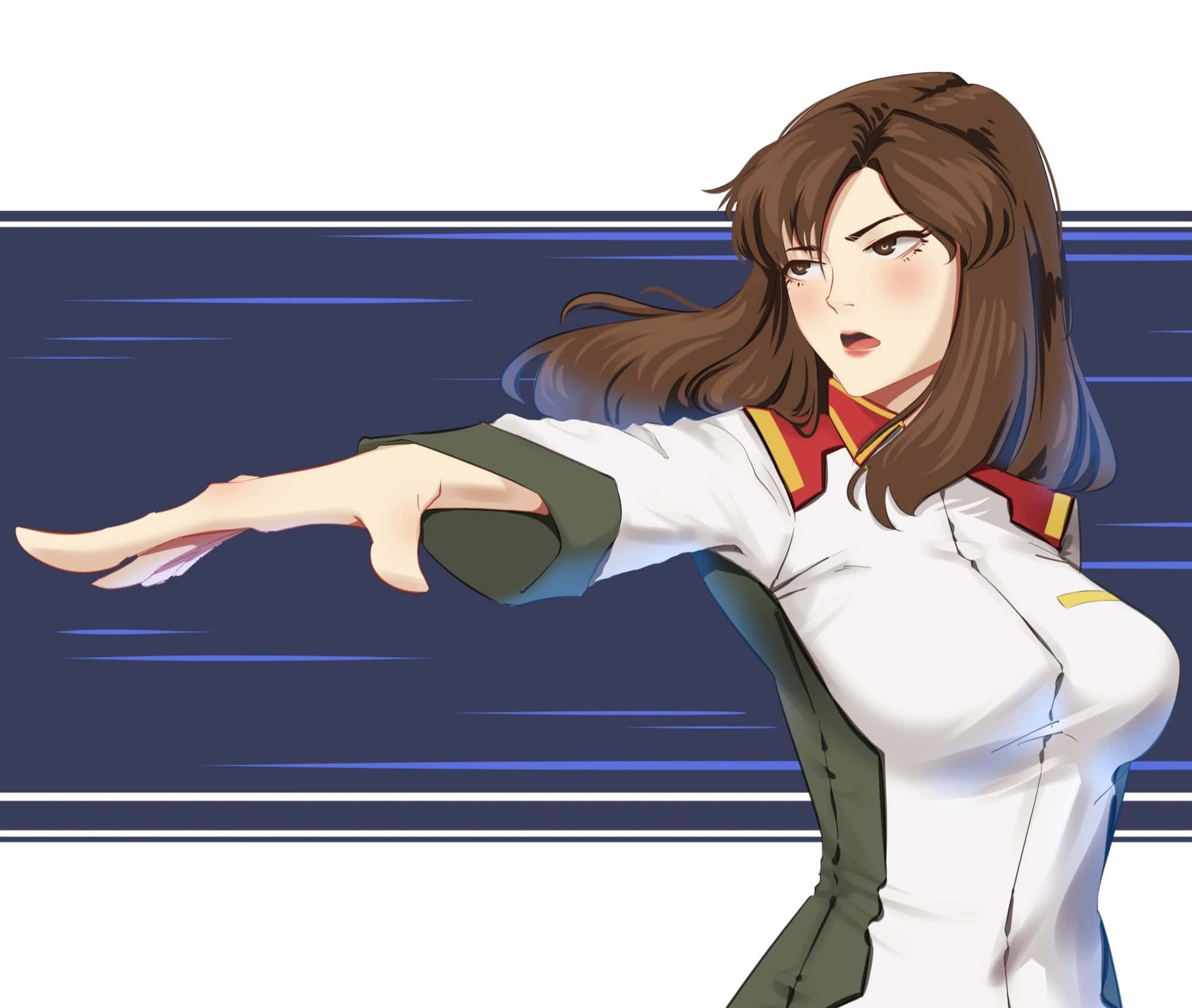 Murrue Ramius, anime character, white and green uniform, Full HD Desktop Wallpaper