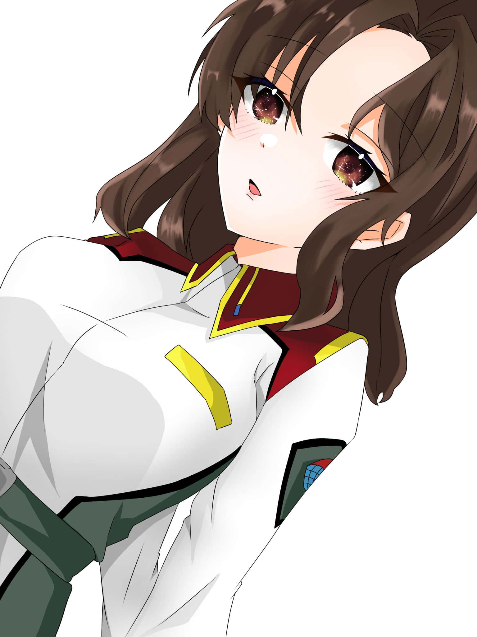 Murrue Ramius, anime portrait, brown hair, Full HD Phone Wallpaper