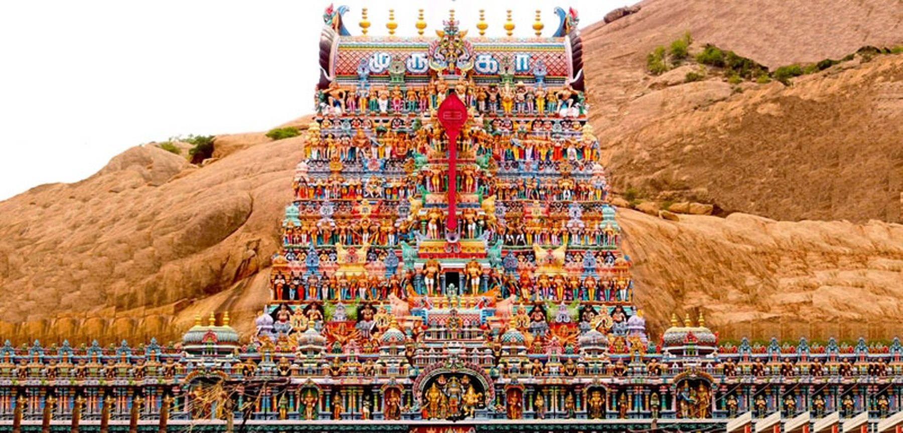 Murugan Temple, gopuram, vibrantly painted, HD Desktop Wallpaper