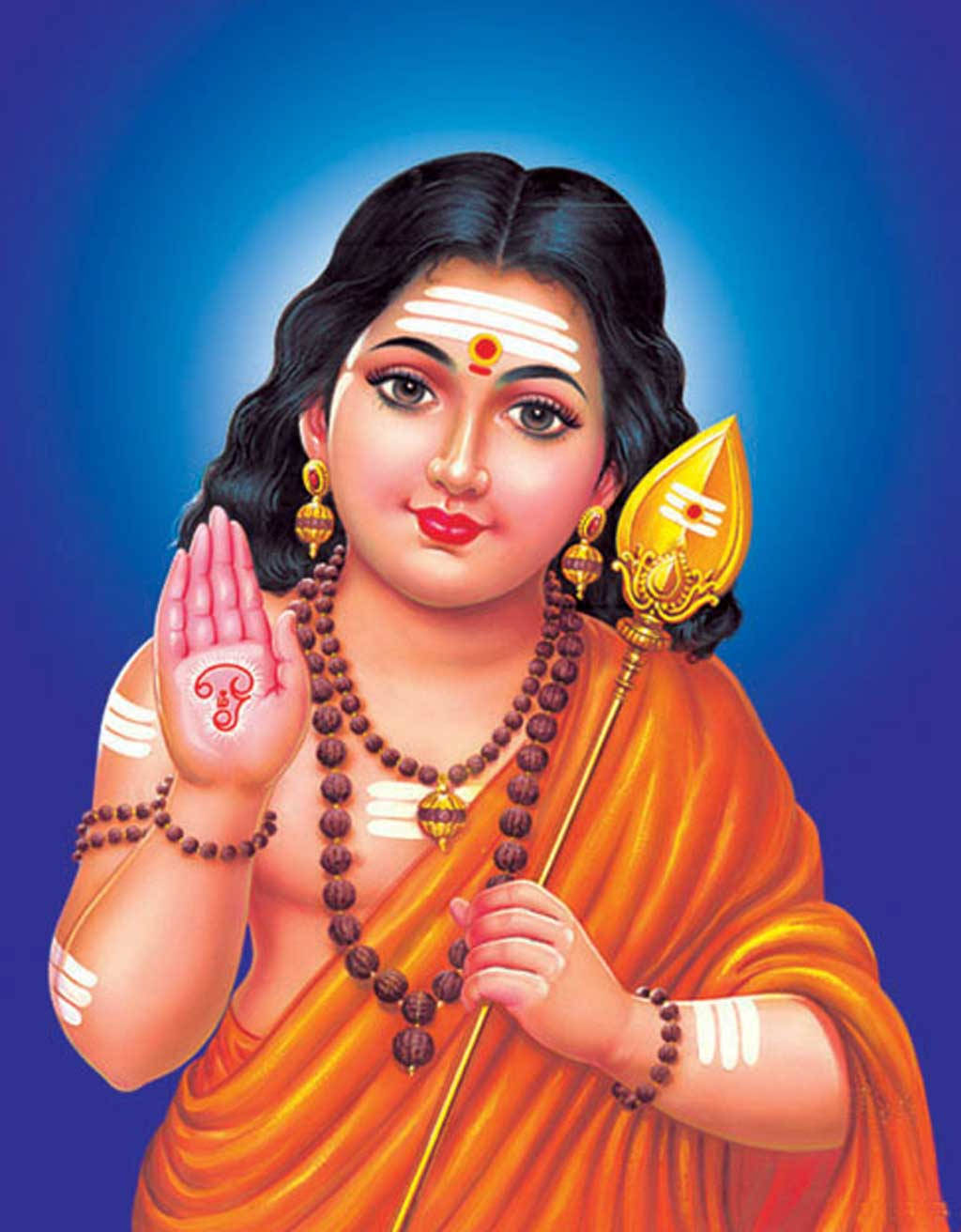 Murugan, orange robes, golden trident, HD Phone Wallpaper