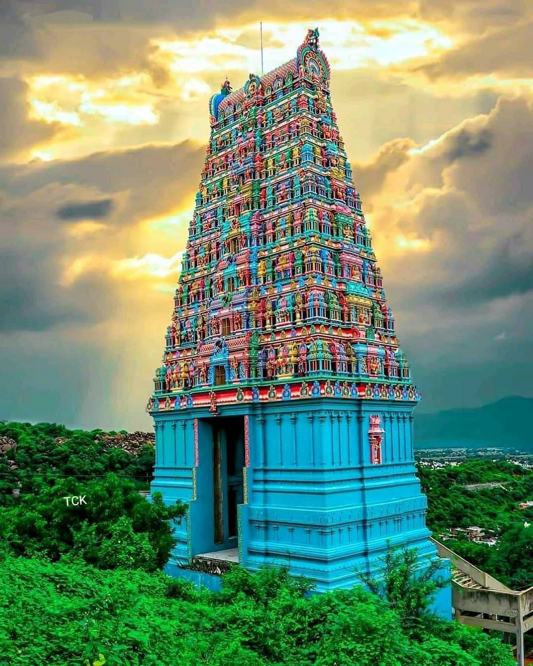 Murugan, temple gopuram, colorful blue, HD Phone Wallpaper