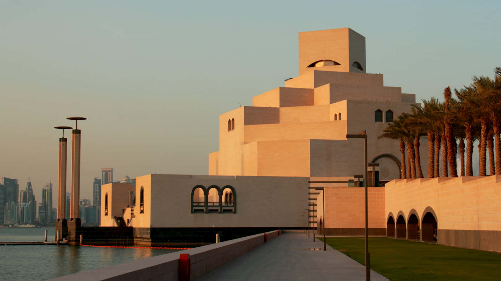 Museum Of Islamic Art, Sunset, golden light, HD Desktop Wallpaper