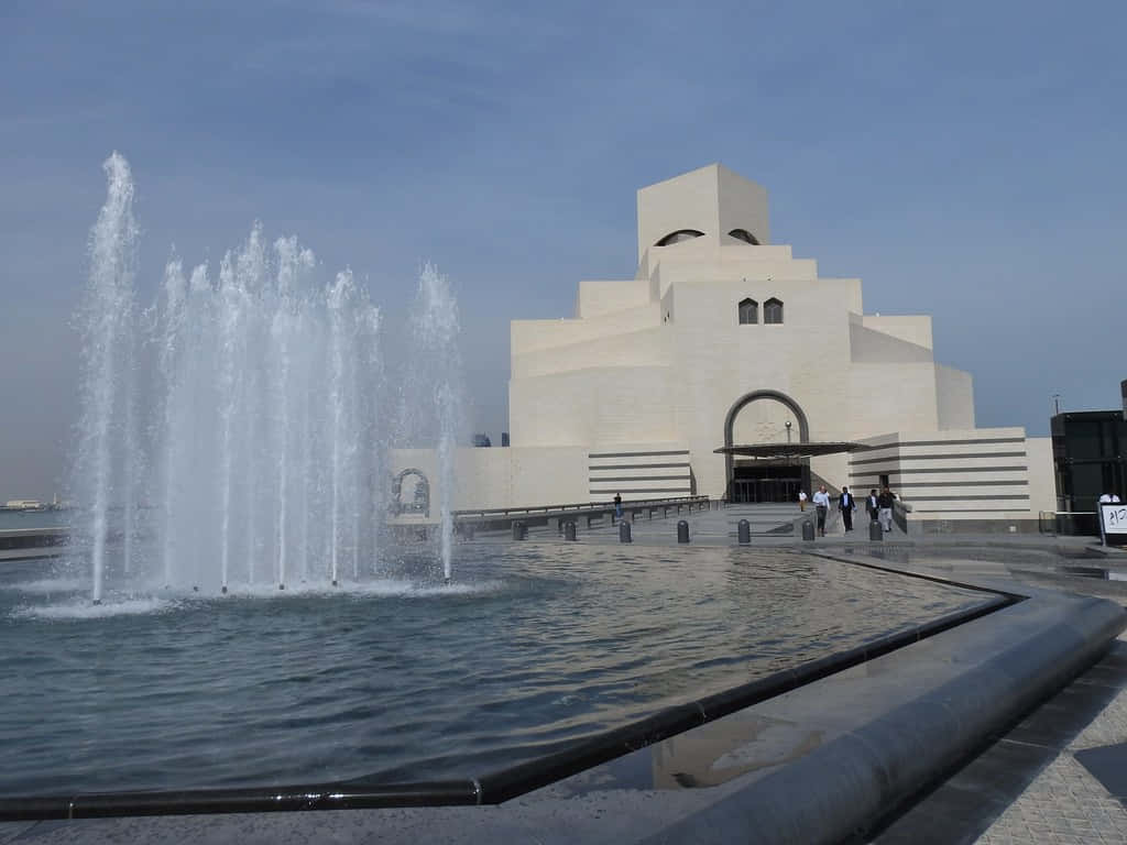 Museum Of Islamic Art, fountain, beige, SD Desktop Wallpaper
