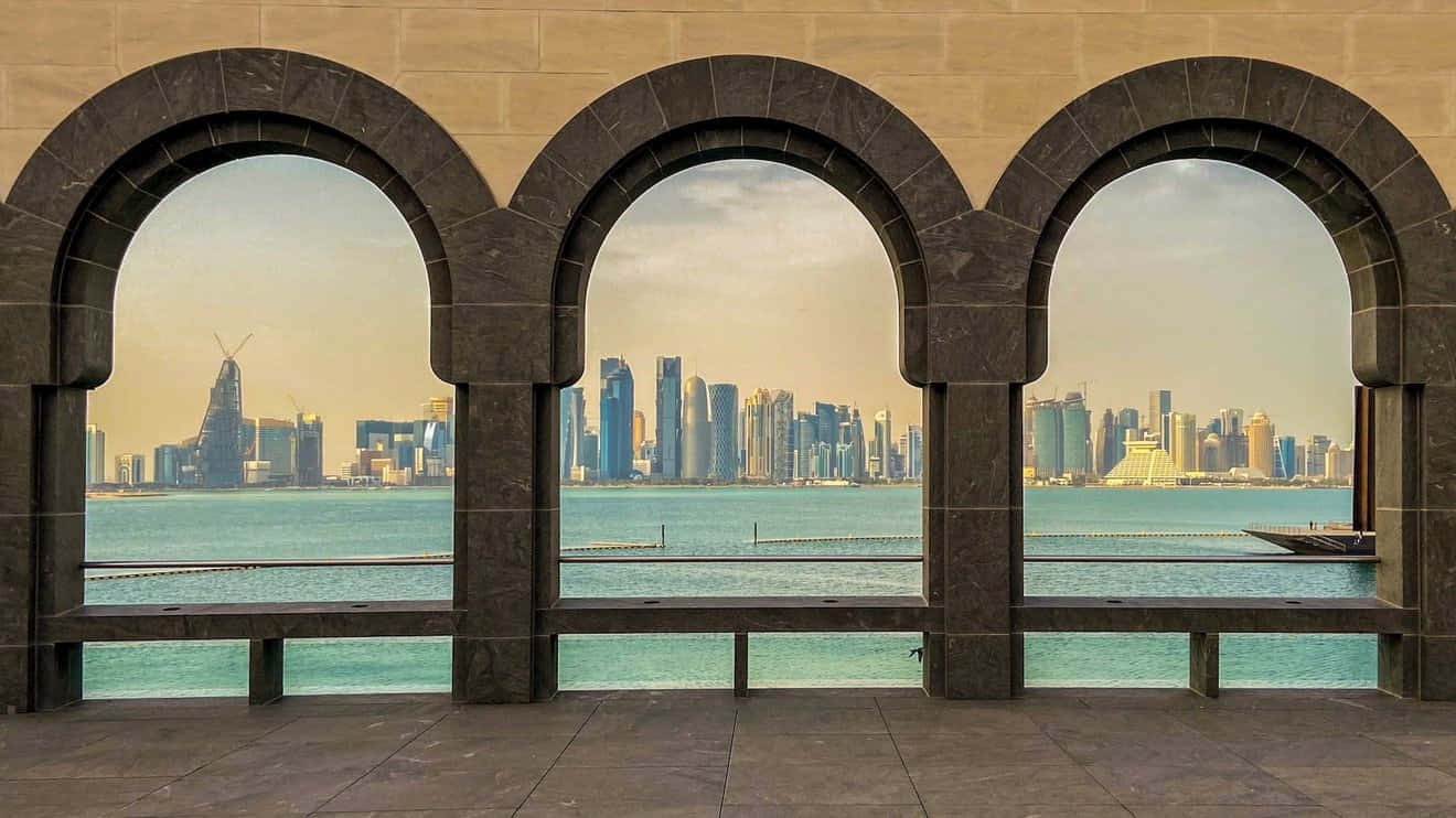 Museum Of Islamic Art, brown aesthetic, stone arches, HD Desktop Wallpaper
