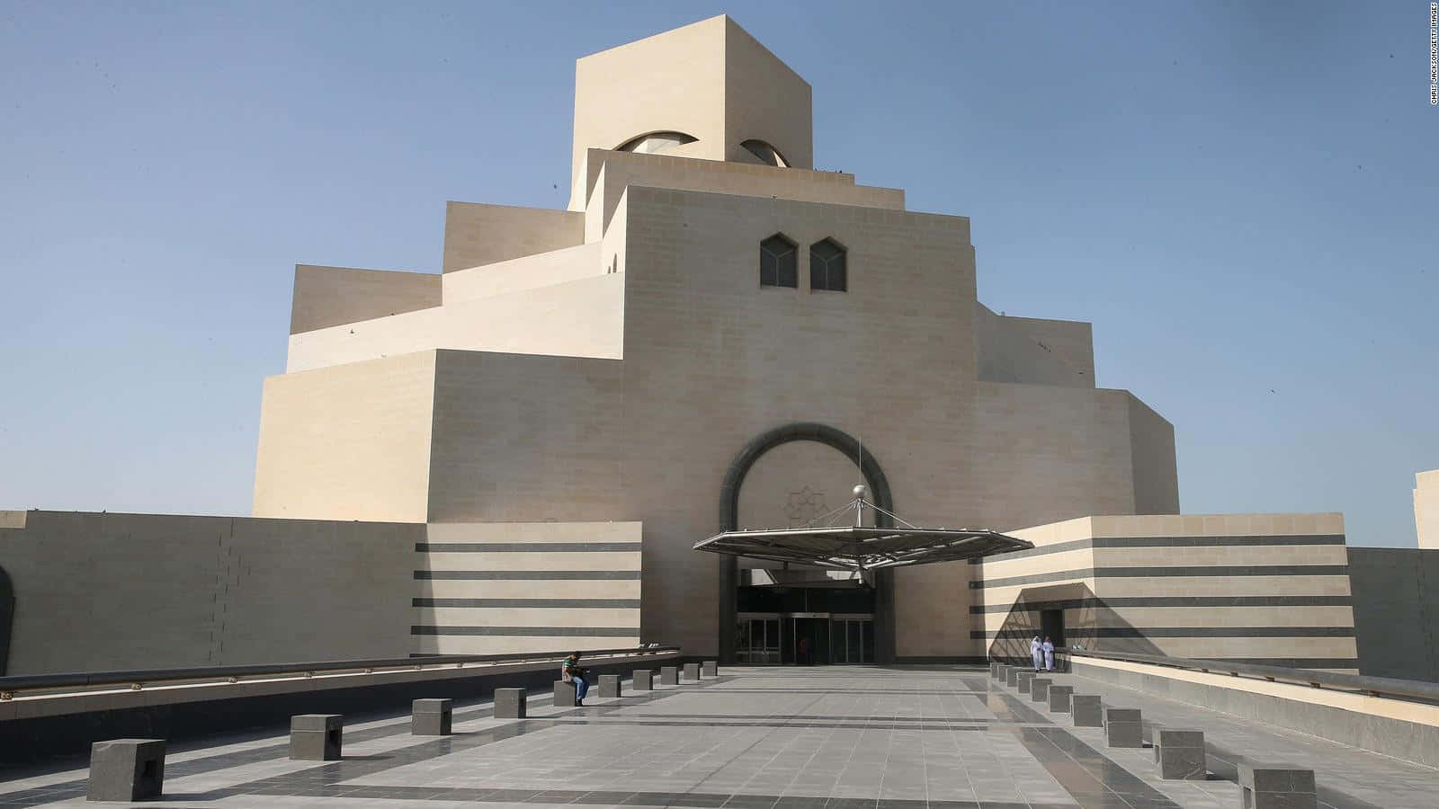 Museum Of Islamic Art, beige geometric building, arched entrance, HD Desktop Wallpaper