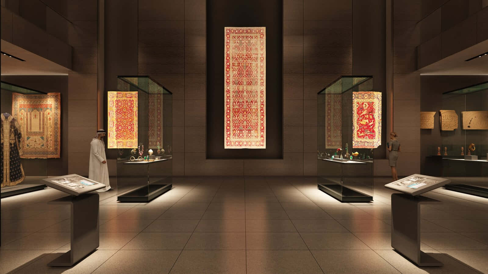 Museum Of Islamic Art, antique carpets, red and gold patterns, HD Desktop Wallpaper