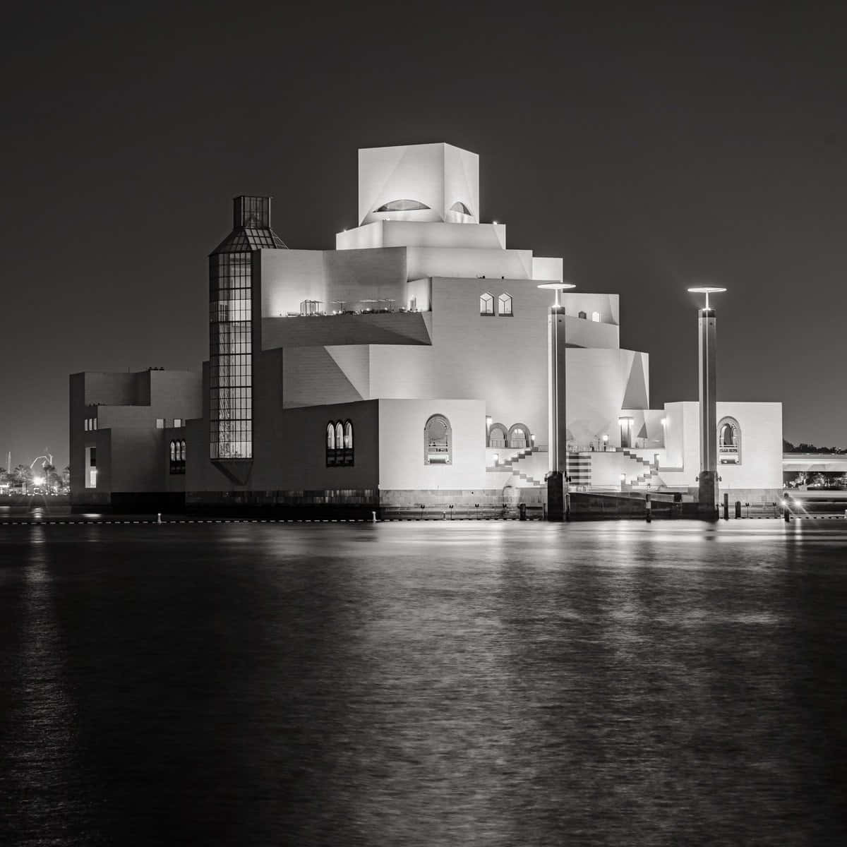 Museum Of Islamic Art, black and white, square, SD Desktop Wallpaper