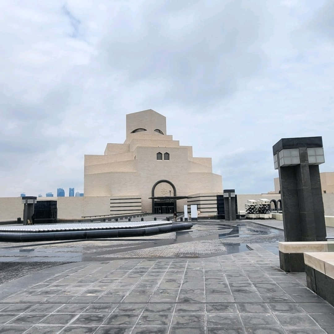 Museum Of Islamic Art, beige stepped museum building, arched entrance, SD Desktop Wallpaper