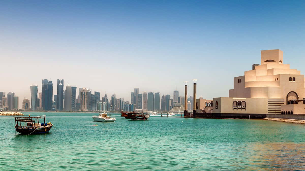 Museum Of Islamic Art, teal water, turquoise waters, SD Desktop Wallpaper