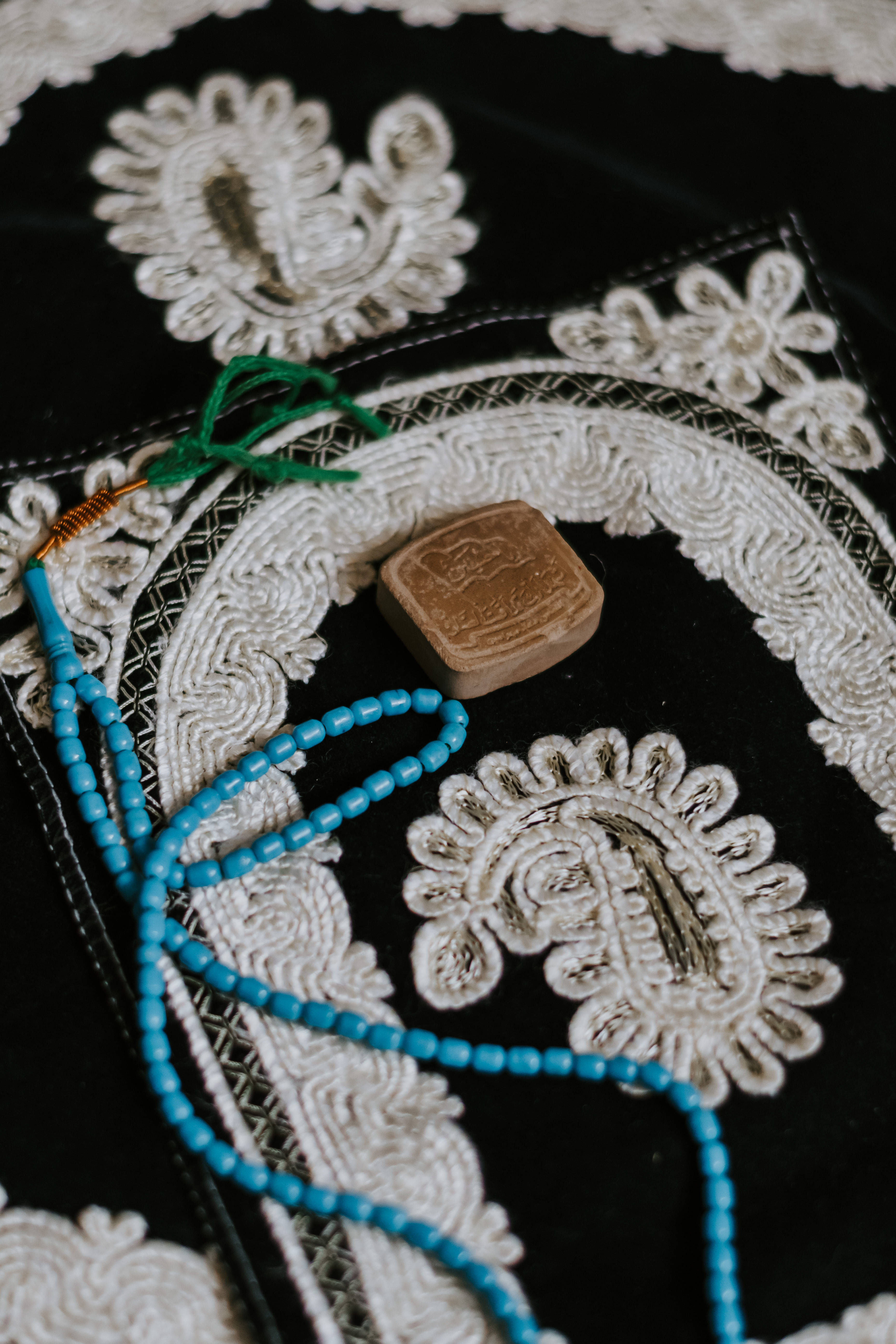 muslim subha allah, turquoise beaded necklace, brown soap bar, 5K Phone Wallpaper