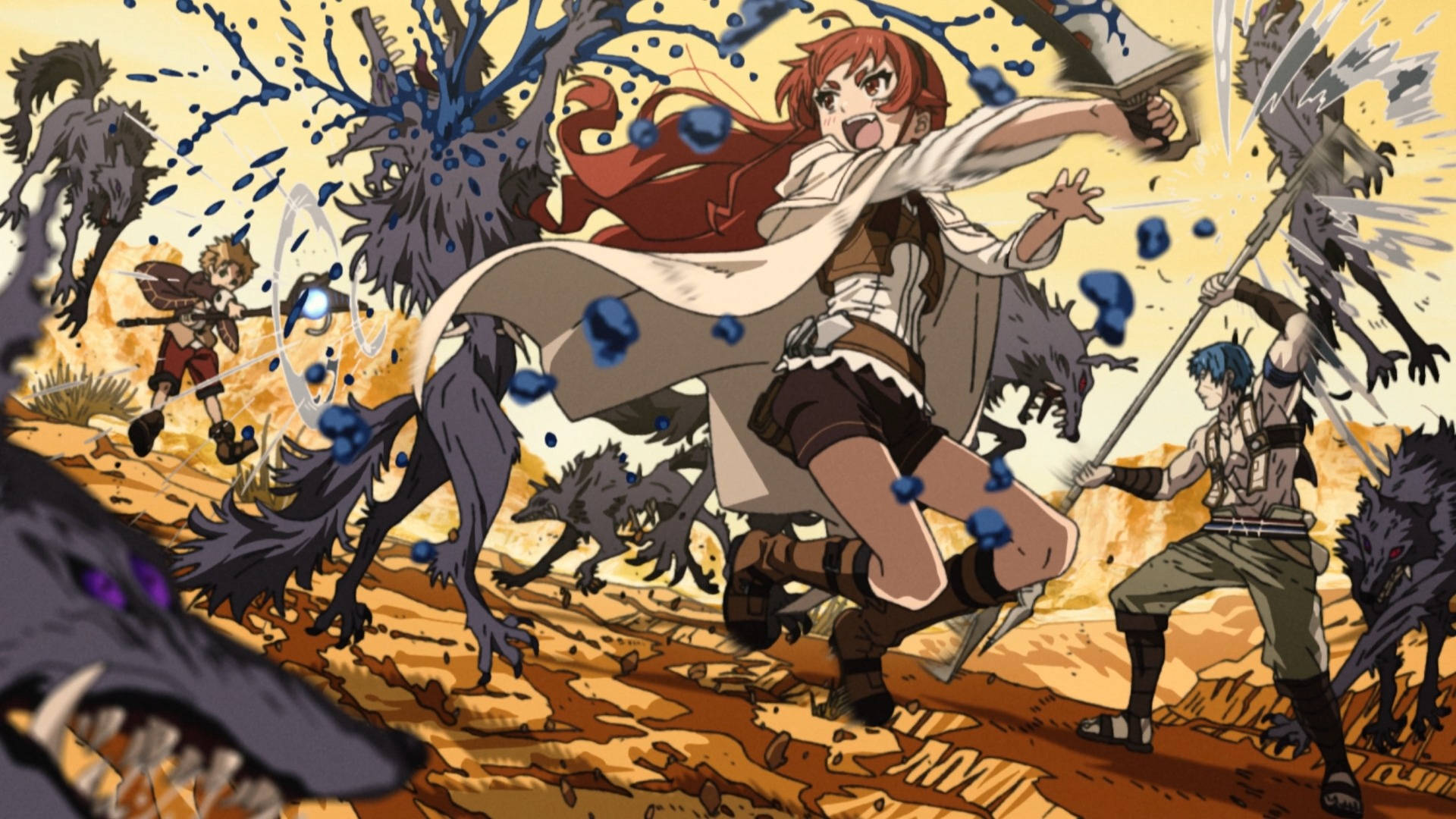 Mushoku Tensei, red-haired warrior, axe, Full HD Desktop Wallpaper