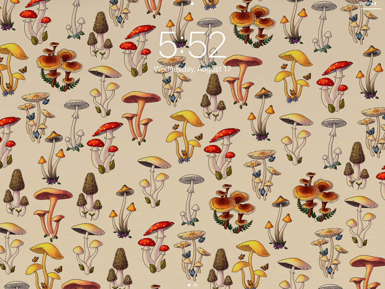 vintage cute mushroom screensaver, colorful illustrated mushrooms, earthy tones, HD Desktop Wallpaper
