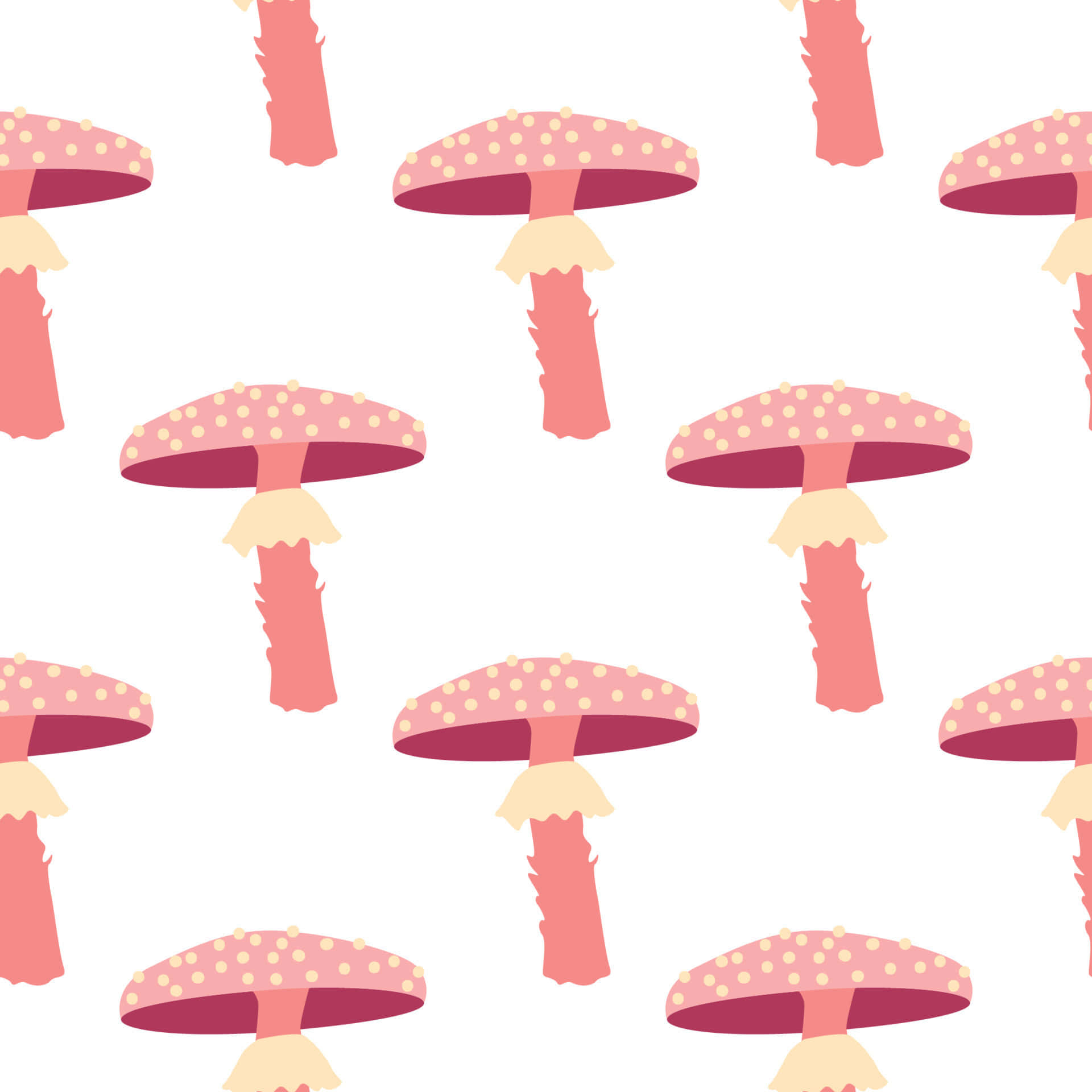 vintage cute peach mushroom psychedelic art, pink mushrooms, yellow spots, Full HD Desktop Wallpaper