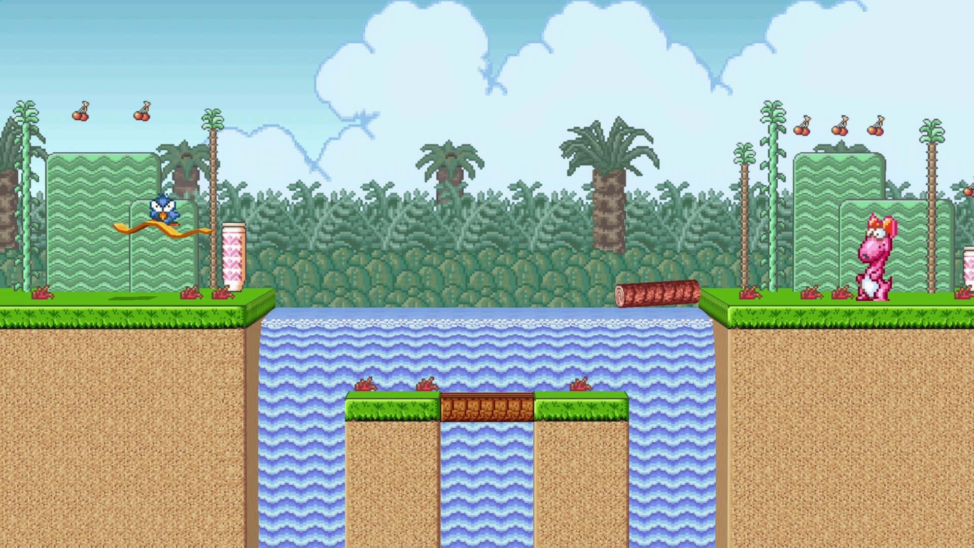 Mushroom Kingdom, pixel-art platformer, blue character, Full HD Desktop Wallpaper