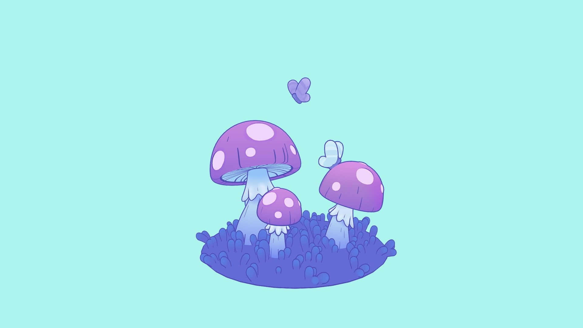 kawaii mushroom, purple mushrooms, white spots, Full HD Desktop Wallpaper
