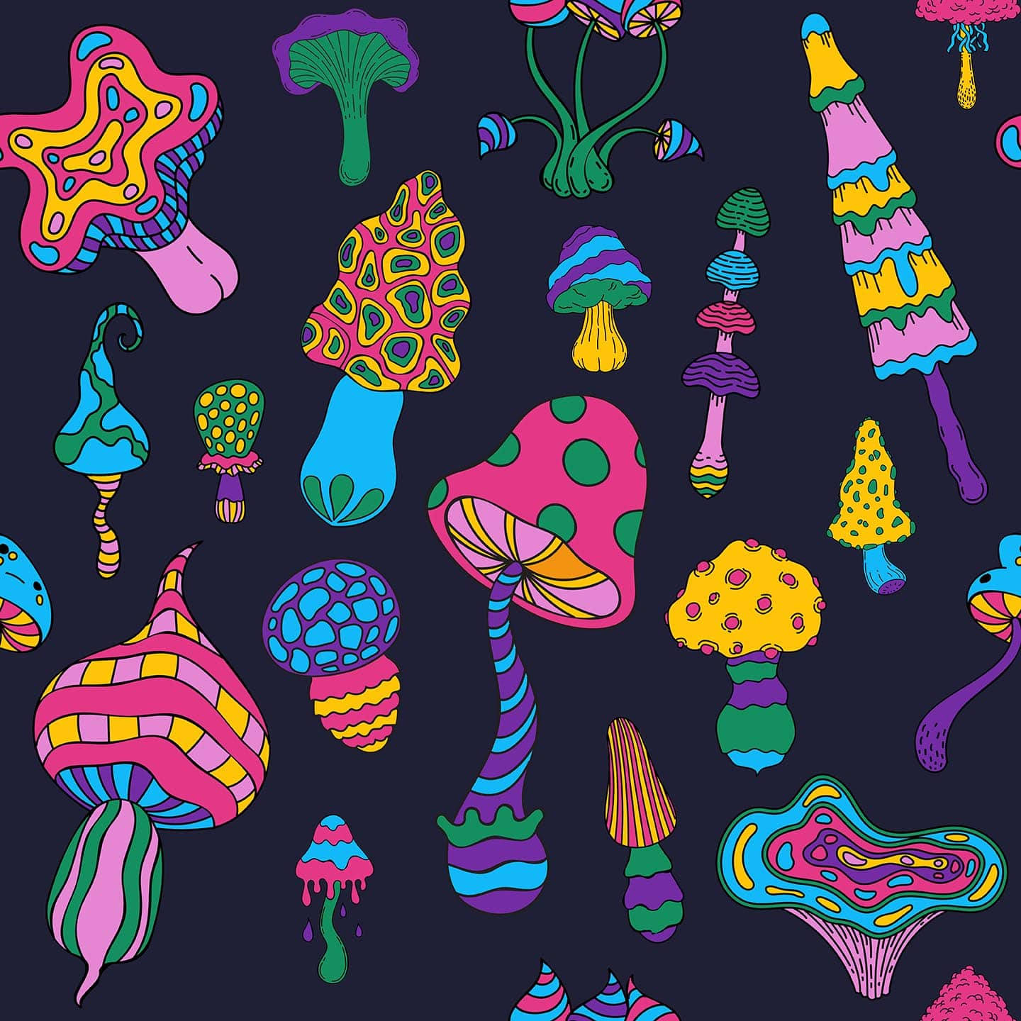 psychedelic mushroom, swirling patterns, bold colors, HD Desktop Wallpaper
