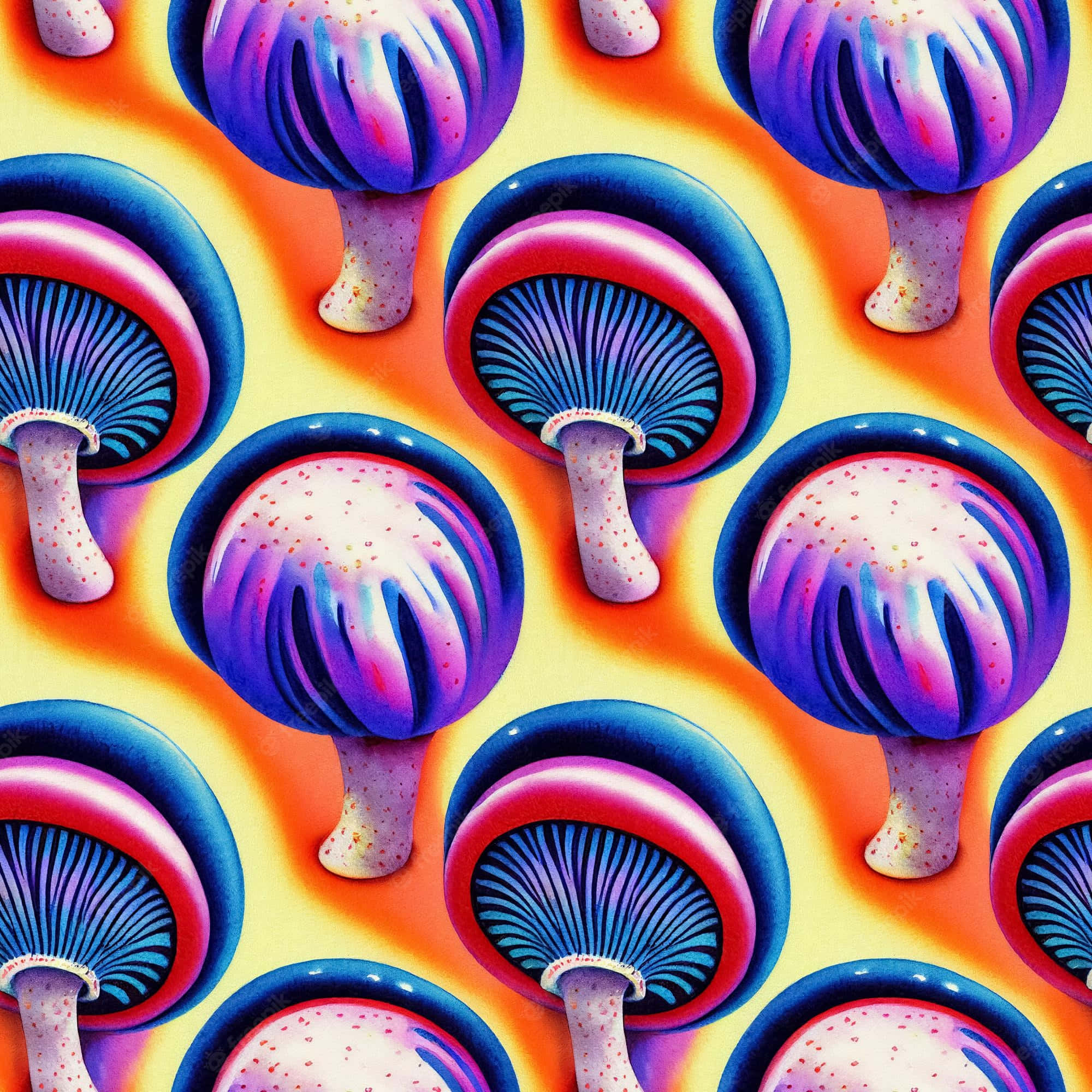 trippy mushroom 2000, psychedelic hues, purple blue caps, Full HD Desktop Wallpaper