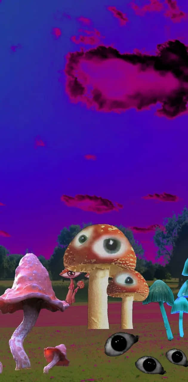 Dreamcore, mushroom, eyeballs, HD Phone Wallpaper
