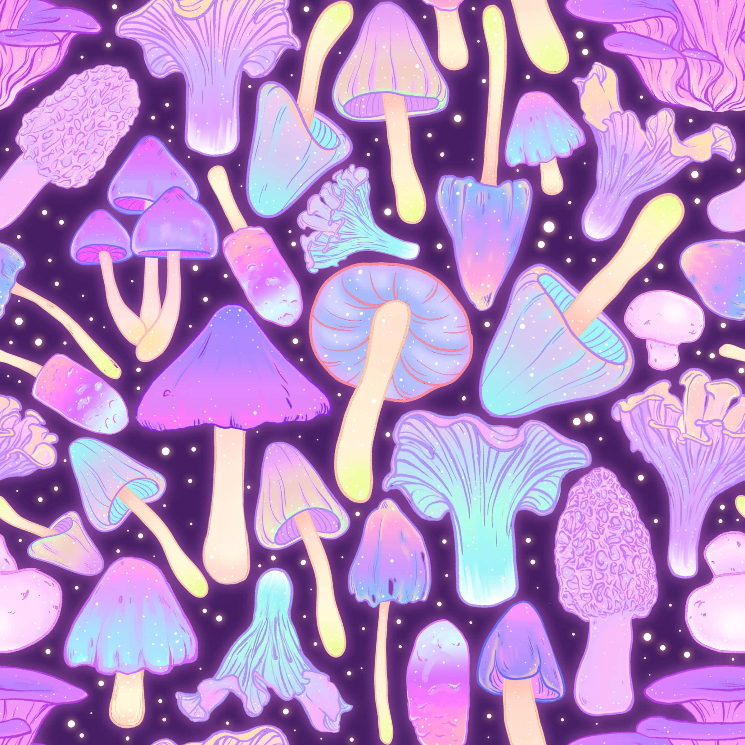 Mushroom Phone, pastel purples, blues, Full HD Desktop Wallpaper