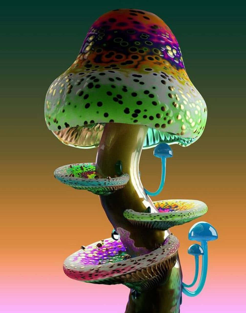 mushroom phone, rainbow colored design, iridescent caps, HD Phone Wallpaper