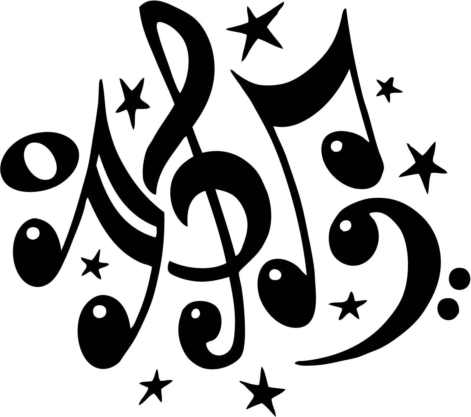 music symbols, stars, black musical notes, HD Desktop Wallpaper