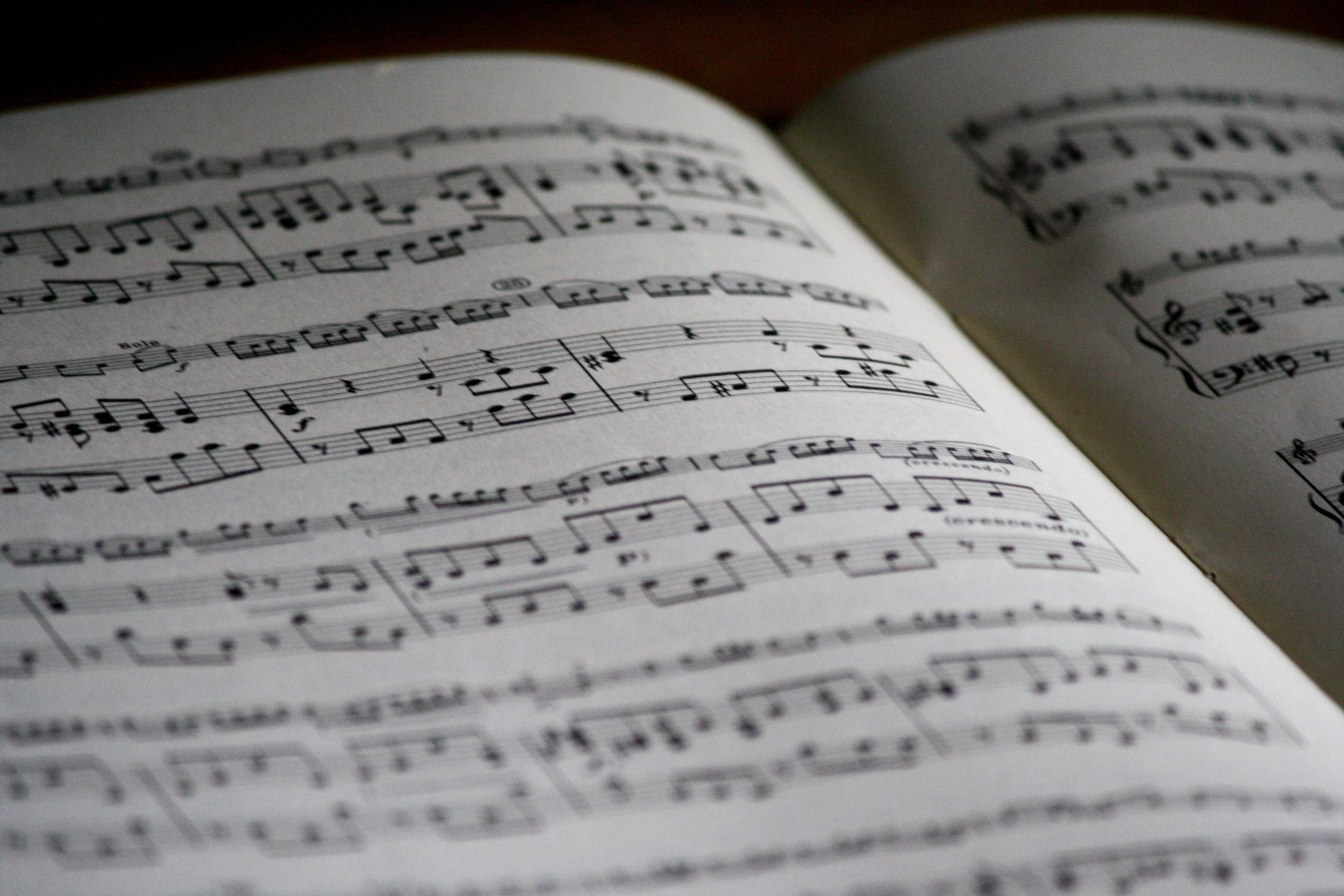 sheet music, music score, handwritten notes, 4K Desktop Wallpaper