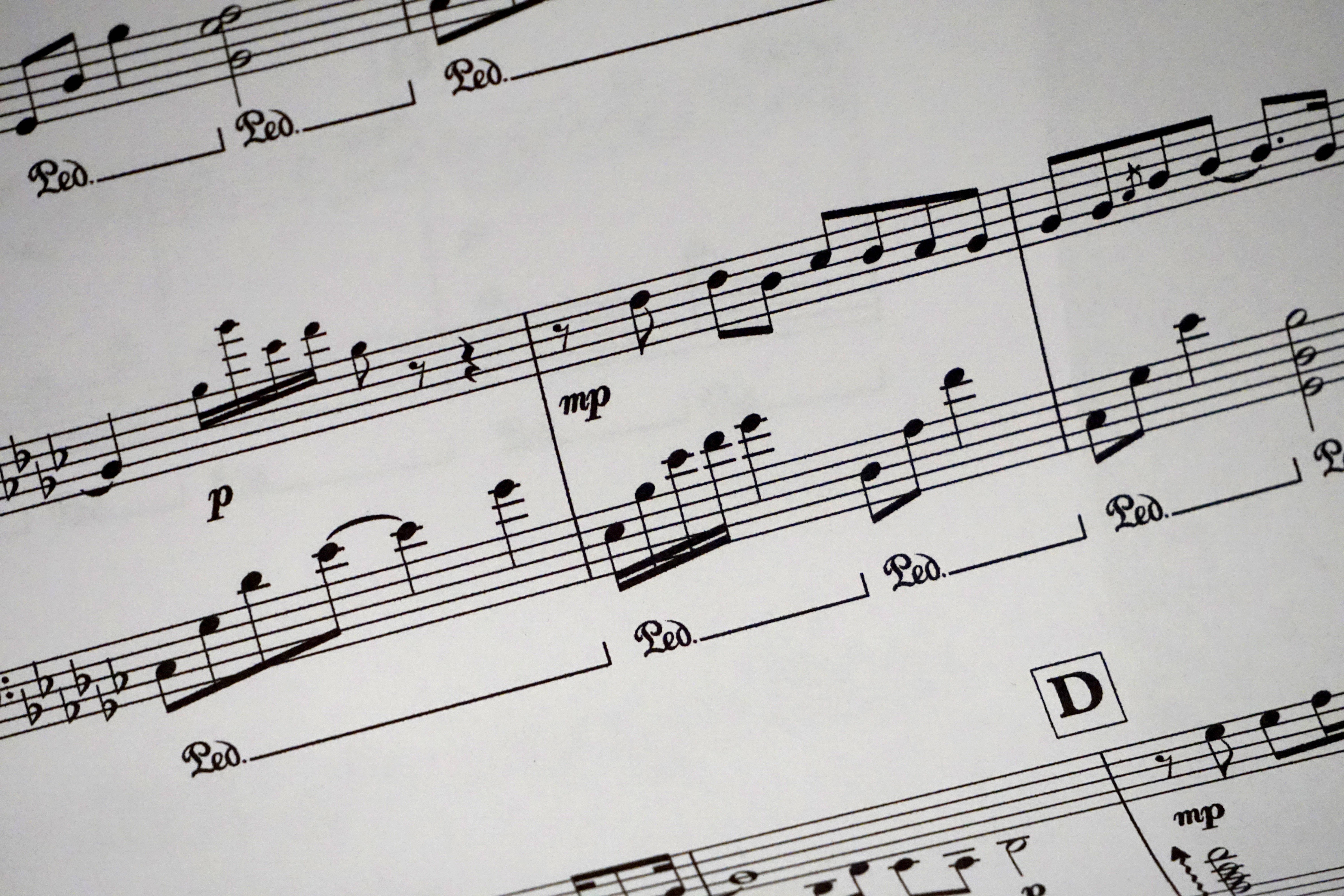 sheet music, 4K, black musical notation, 5K Desktop Wallpaper