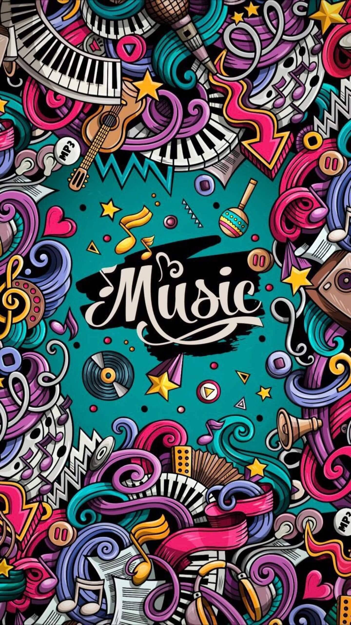 4K, phone background, music doodles, 2K Phone Wallpaper