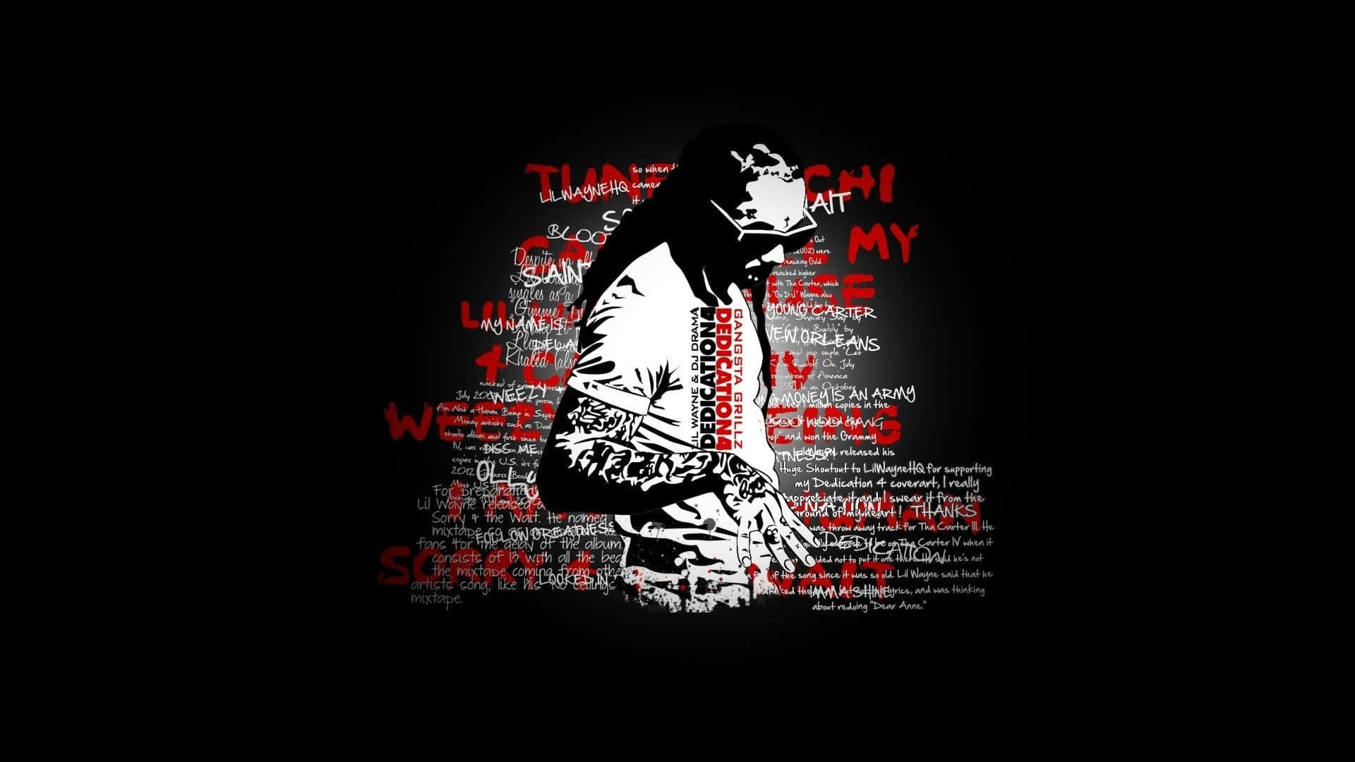 Cool Rapper, black background, white silhouette, Full HD Desktop Wallpaper