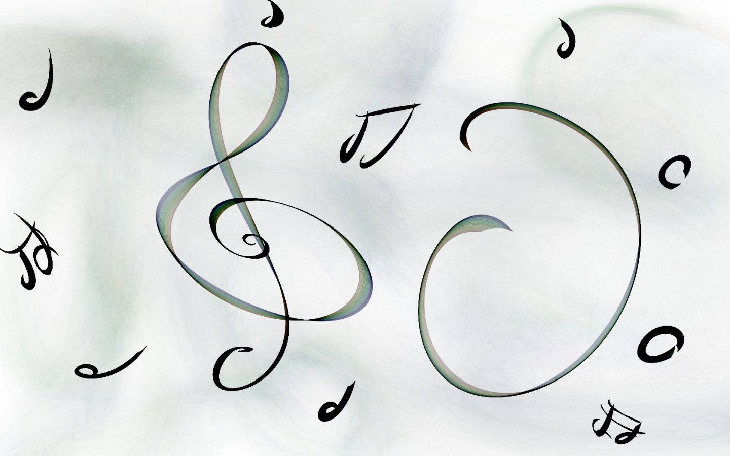 black musical notes, symbols, soft textured white background, HD Desktop Wallpaper