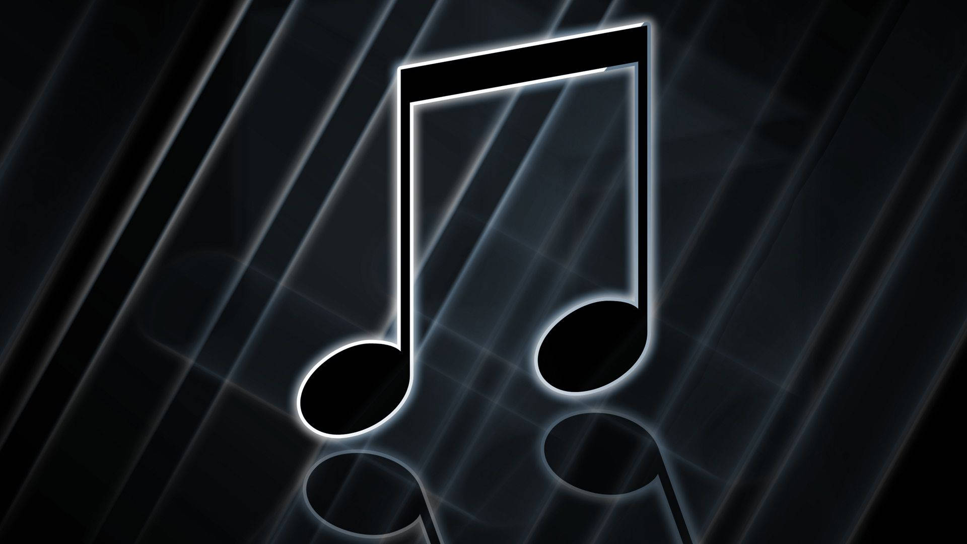 music symbols, black beam, glowing white musical note, Full HD Desktop Wallpaper