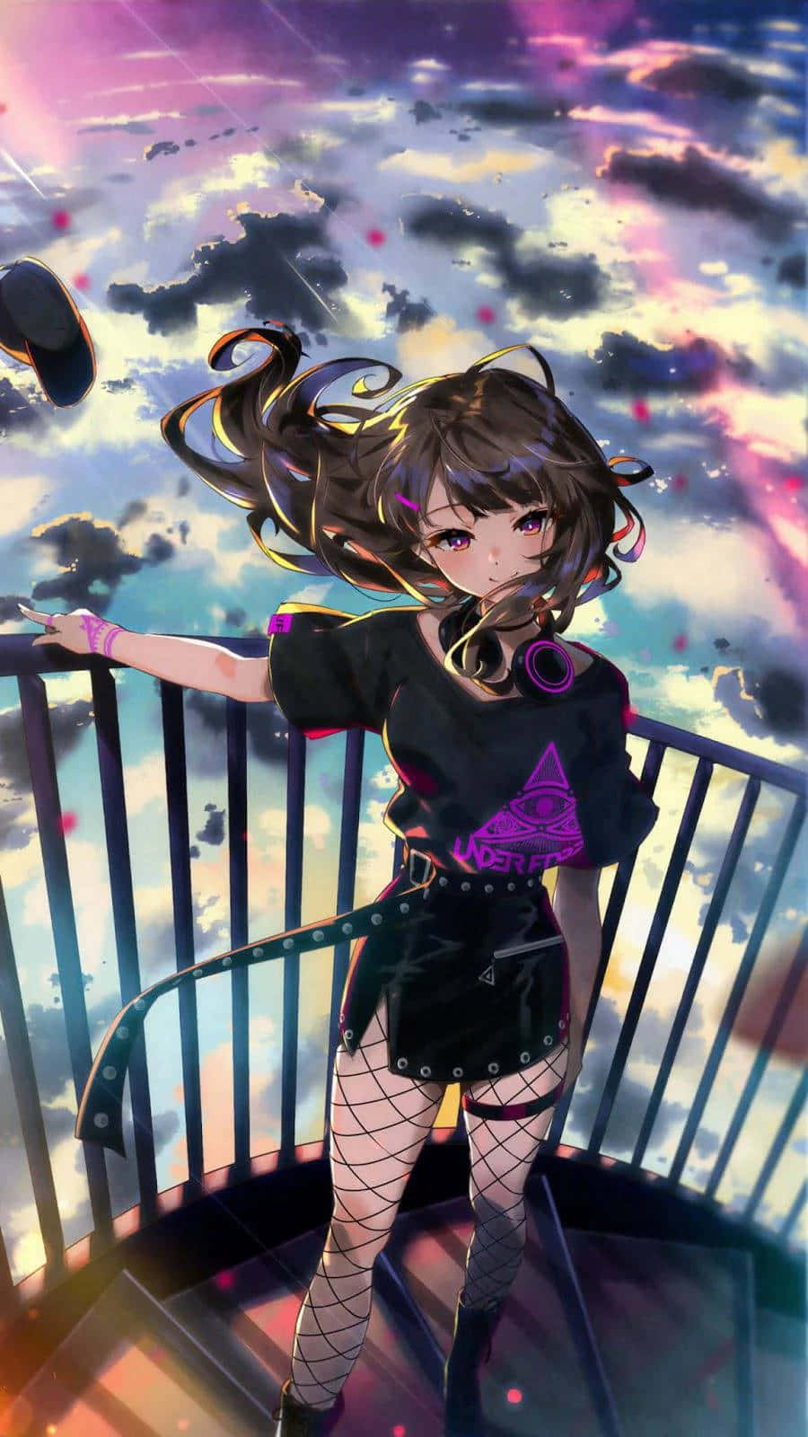 Gothic Anime Lady, glowing eyes, dynamic hair, HD Phone Wallpaper