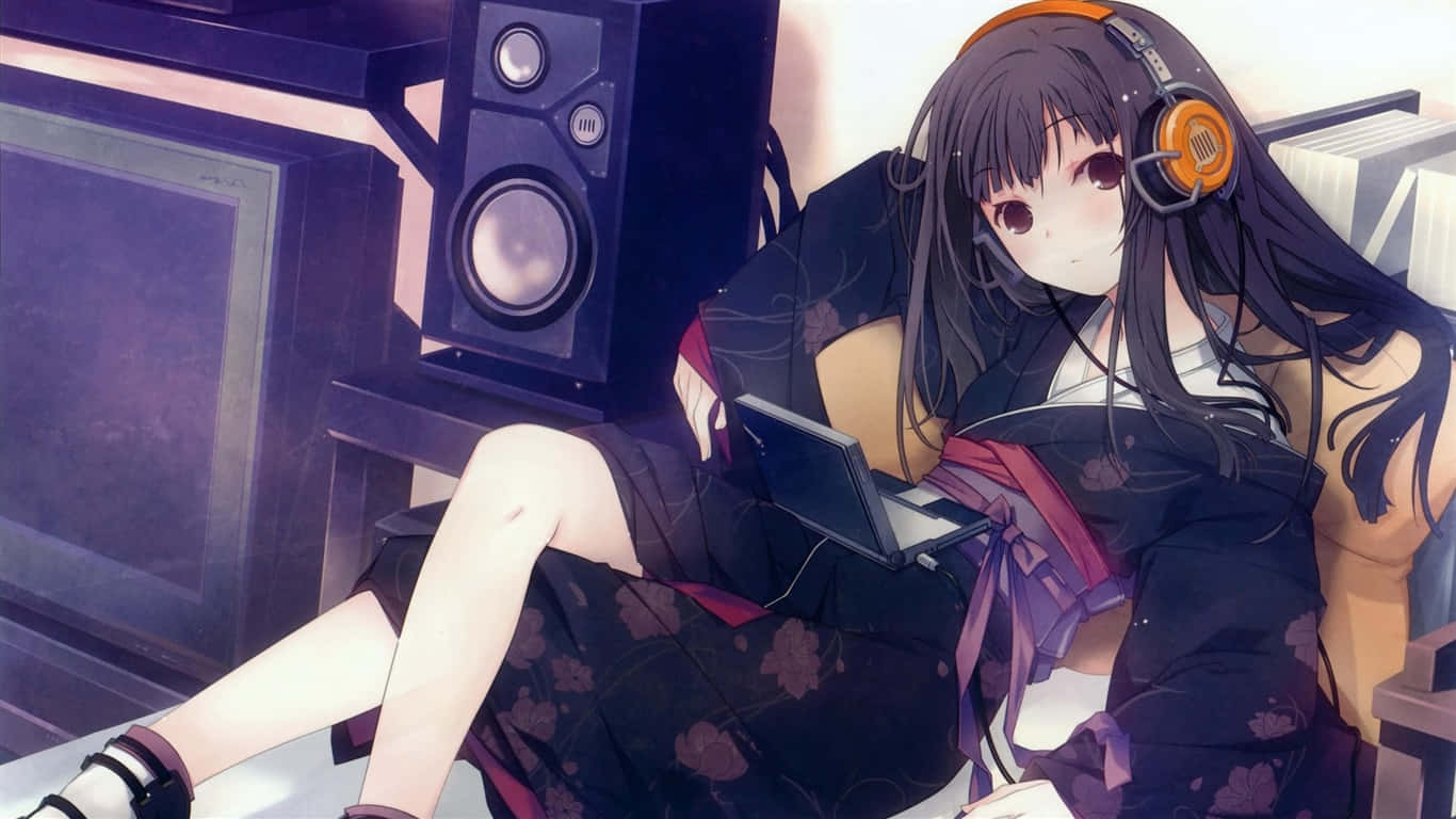 Llo Illustrator, Music Anime, dark floral kimono, HD Desktop Wallpaper