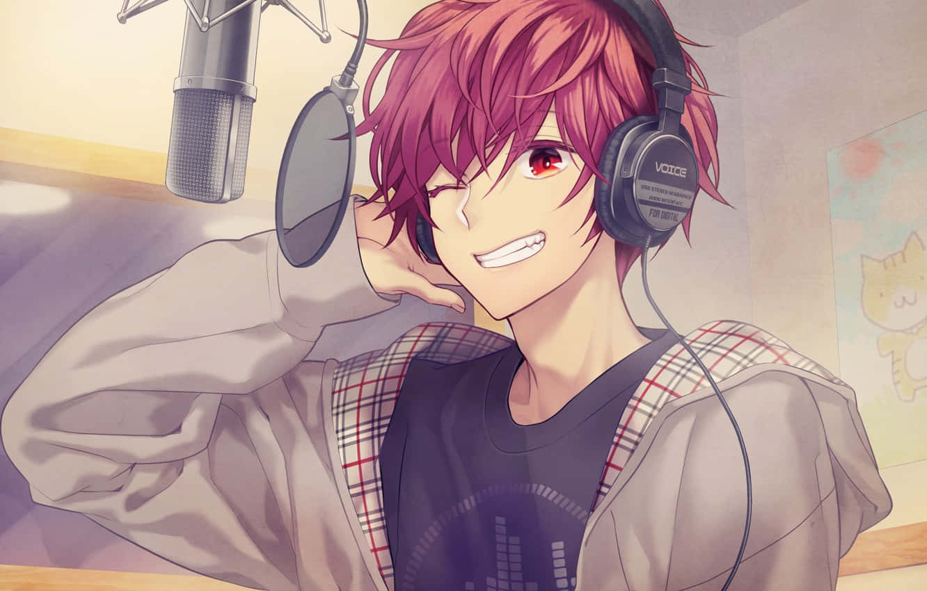 Music Anime, pink hair, red eyes, HD Desktop Wallpaper