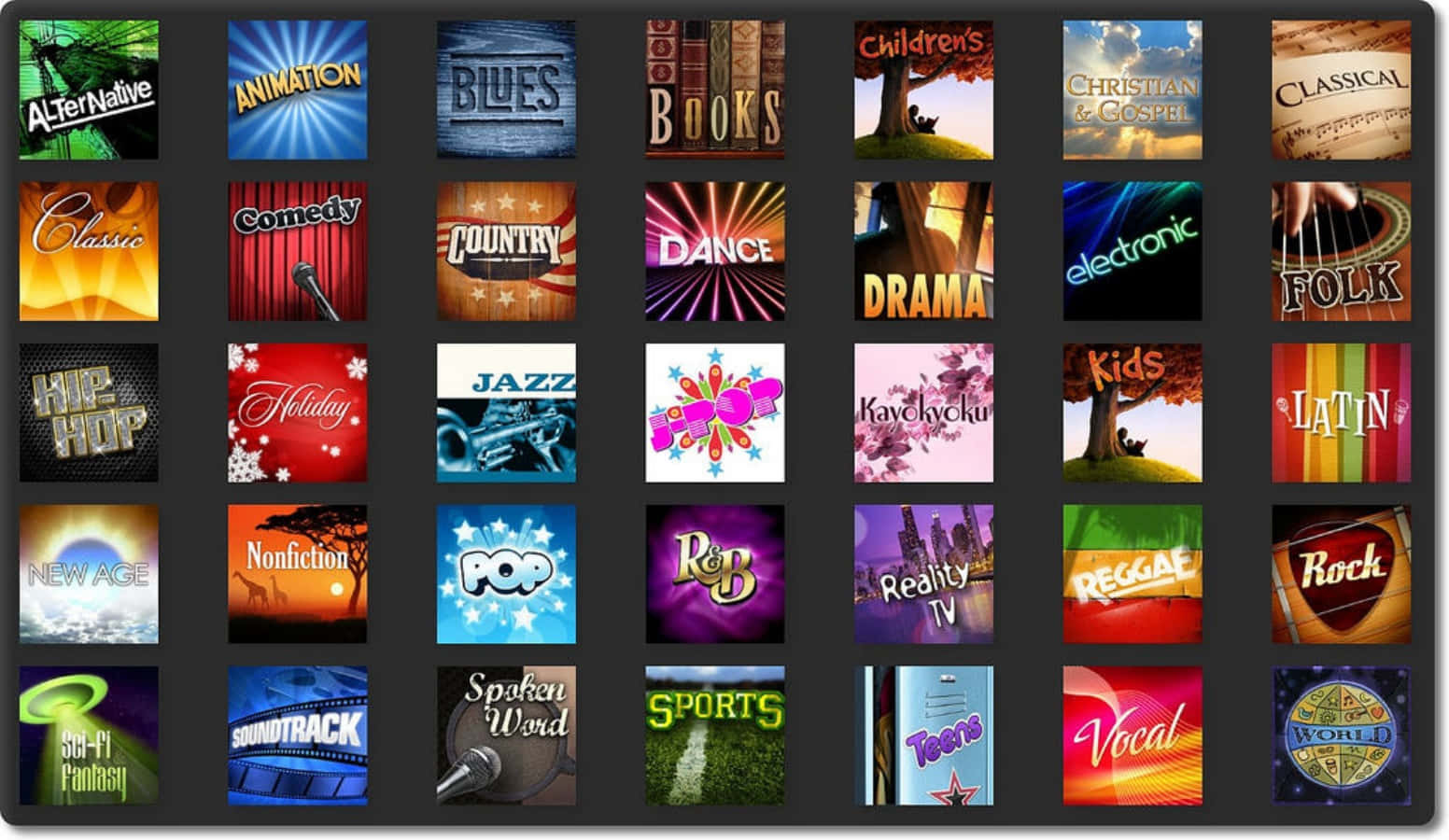 music genres, grid, colorful music genre icons, HD Desktop Wallpaper