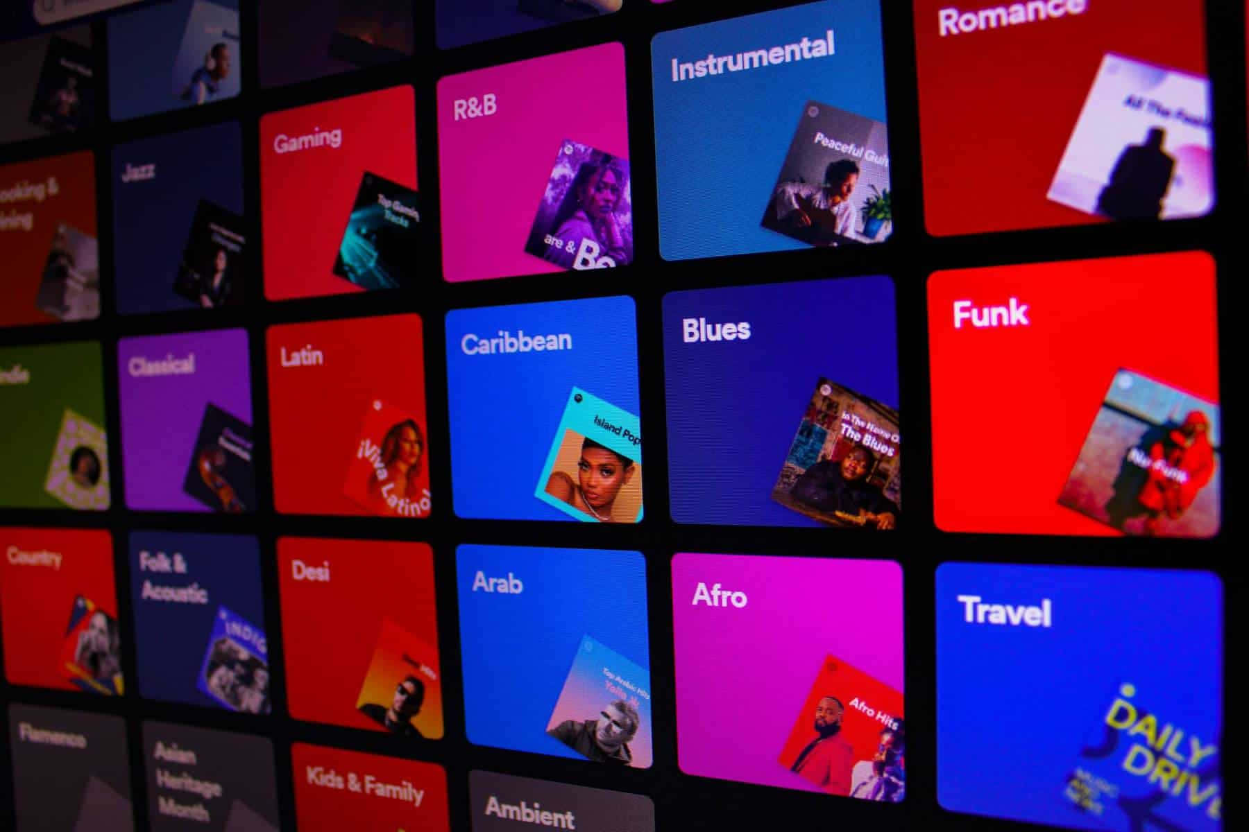 Music Genres, dark screen, colorful music genre tiles, HD Desktop Wallpaper
