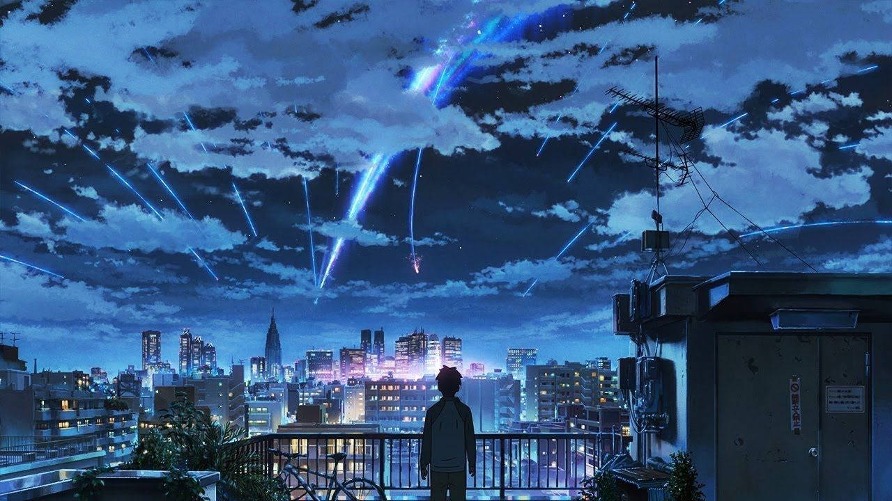 lofi, rooftop balcony, vibrant cityscape, HD Desktop Wallpaper