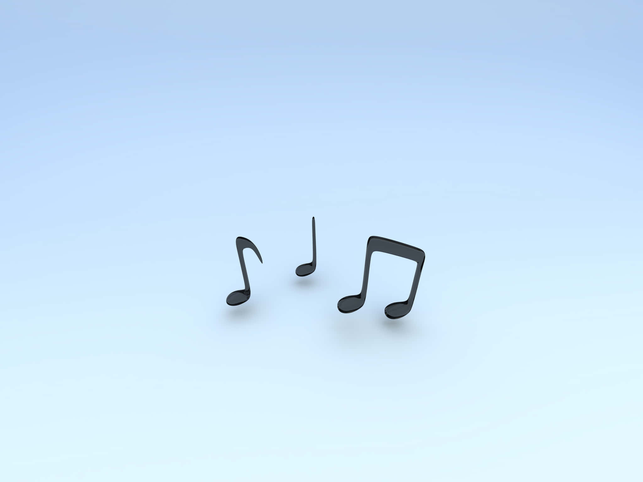 Three Music Notes, black, soft gradient blue background, Full HD Desktop Wallpaper