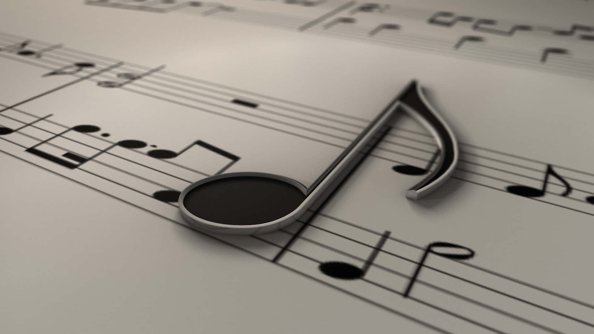 metallic treble clef, sheet music, soft shadows, Full HD Desktop Wallpaper