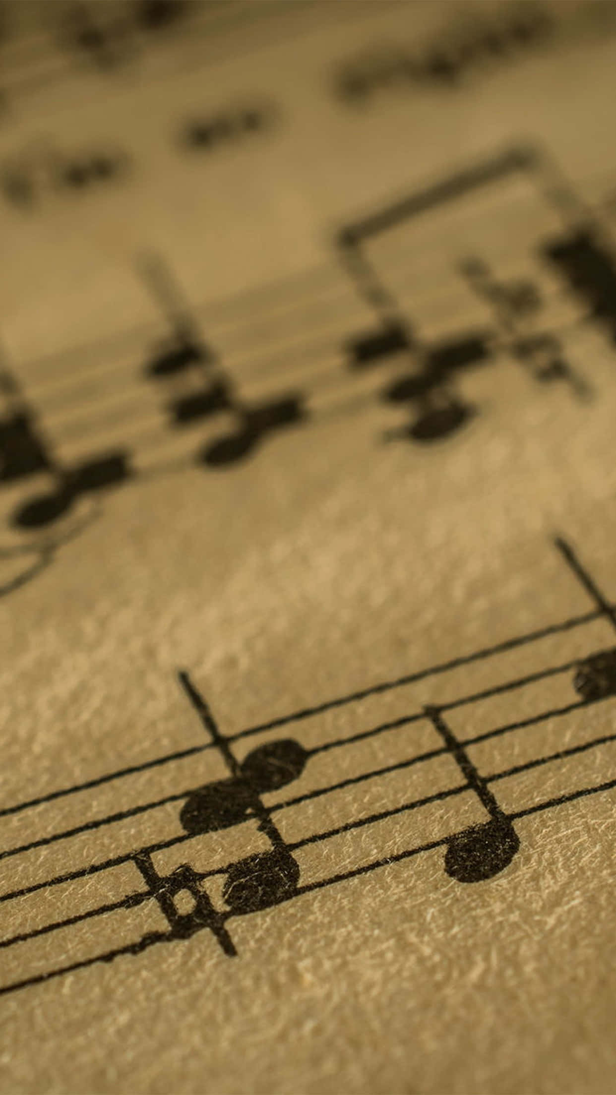vintage sheet music, black notes, aged cream paper, Full HD Phone Wallpaper