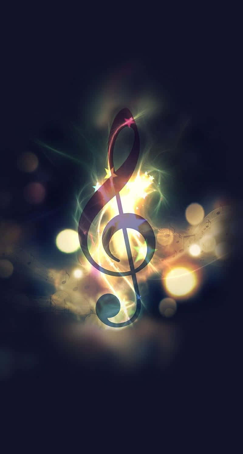glowing treble clef, golden light, dark background, HD Phone Wallpaper