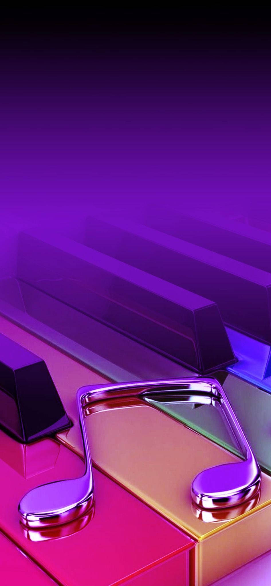 music note, piano keys, glossy metallic, Full HD Phone Wallpaper