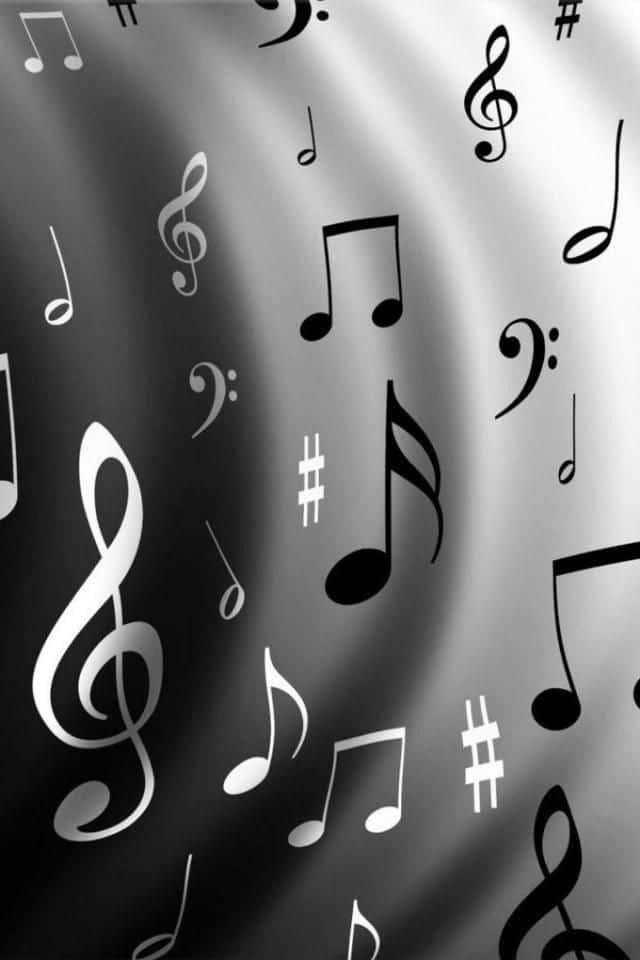 Black and White Music Notes, musical notes, symbols, SD Phone Wallpaper